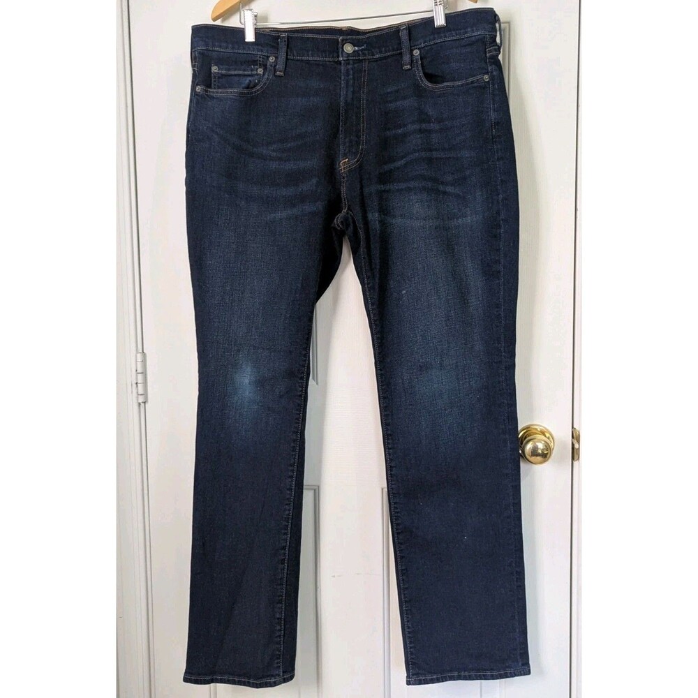Abercrombie & Fitch Straight Leg Jeans Mens 38x34 Blue Stretch Distressed Wash